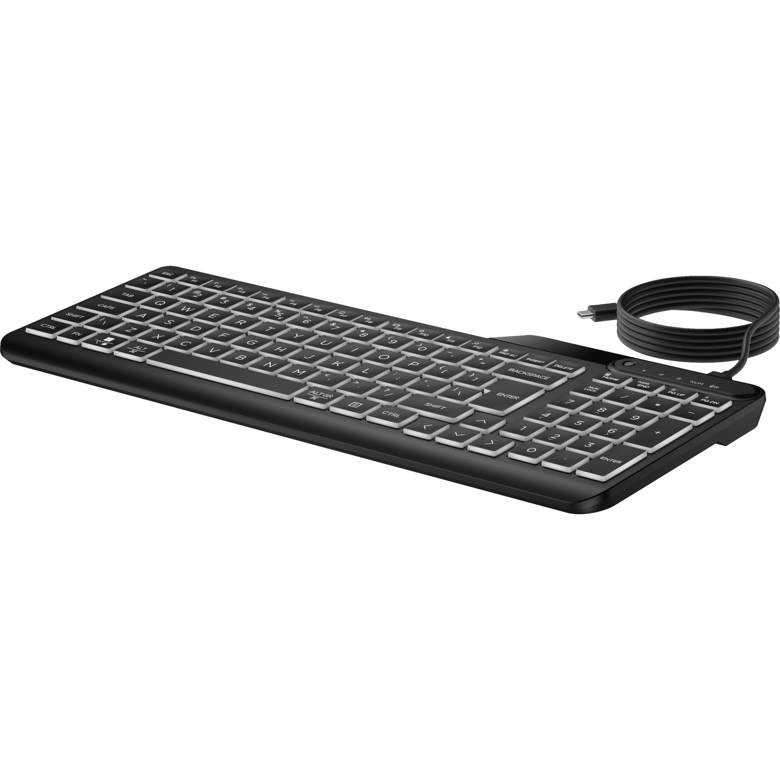 HP 405 Multi-Device Backlit Wired Keyboard klávesnica Kancelária USB QWERTY Anglický Čierna