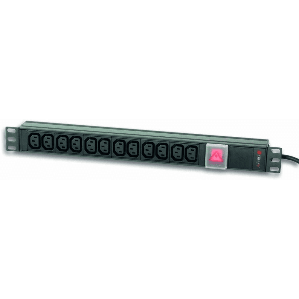 Techly 023776 prídavné napájanie 2 m 12 AC zásuvky/AC zásuviek Vnútorný Čierna