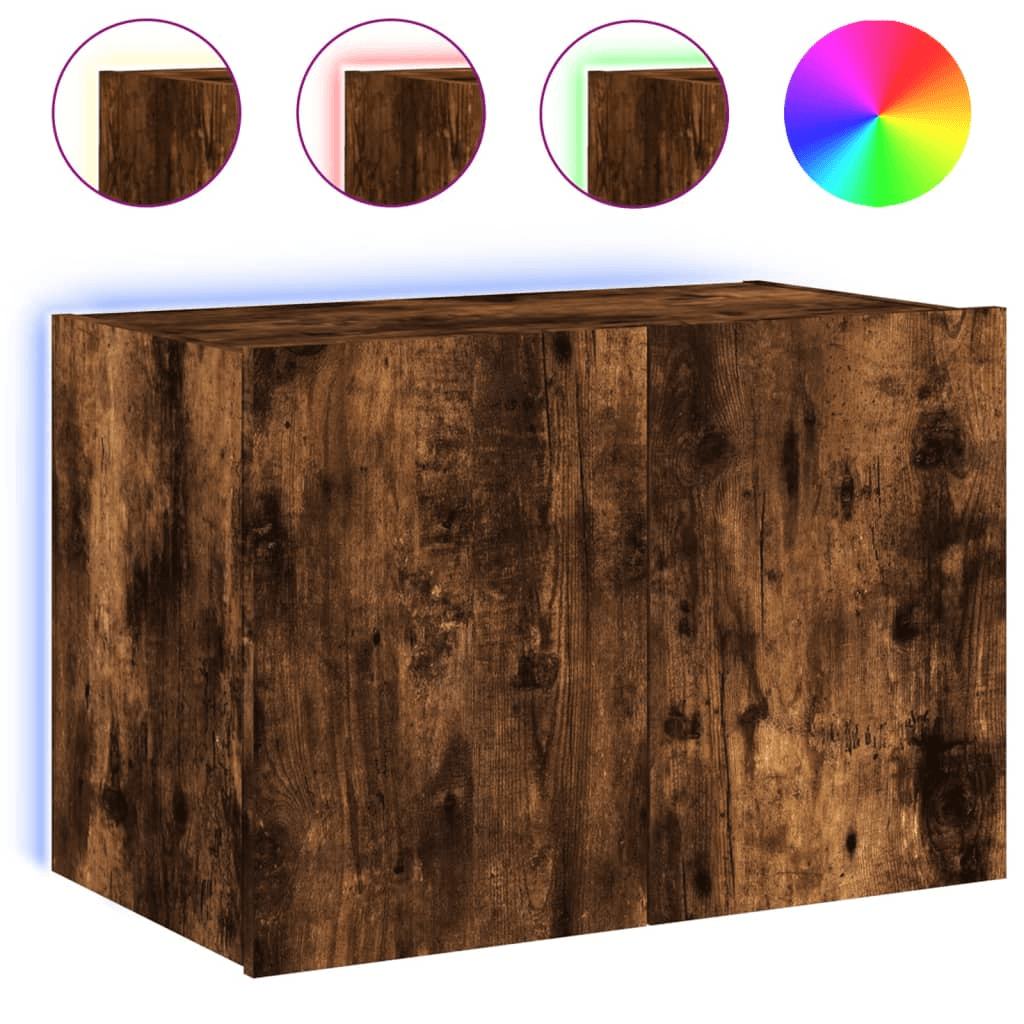 VidaXL Nástenná TV skrinka s LED, dymový dub, 60x35x41 cm