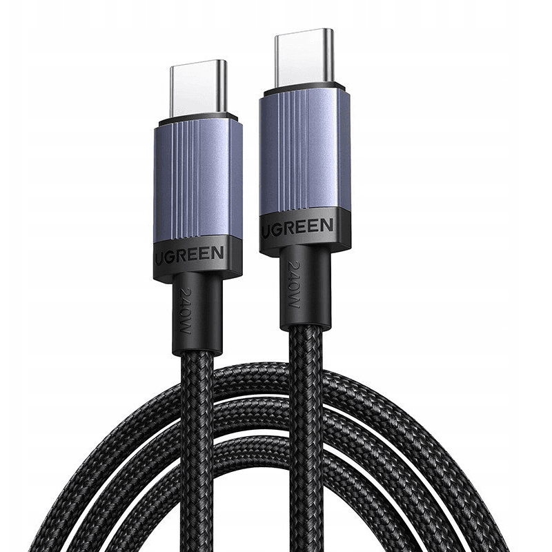 Ugreen L528 USB-C kábel na USB-C 100W 3m Sivý PD 3.0 PPS Rýchle Nabíjanie