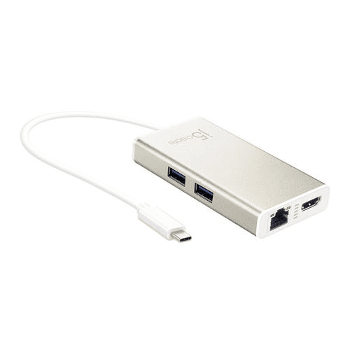 j5create JCA374 Kábel USB Typ-C Zlato, Biela