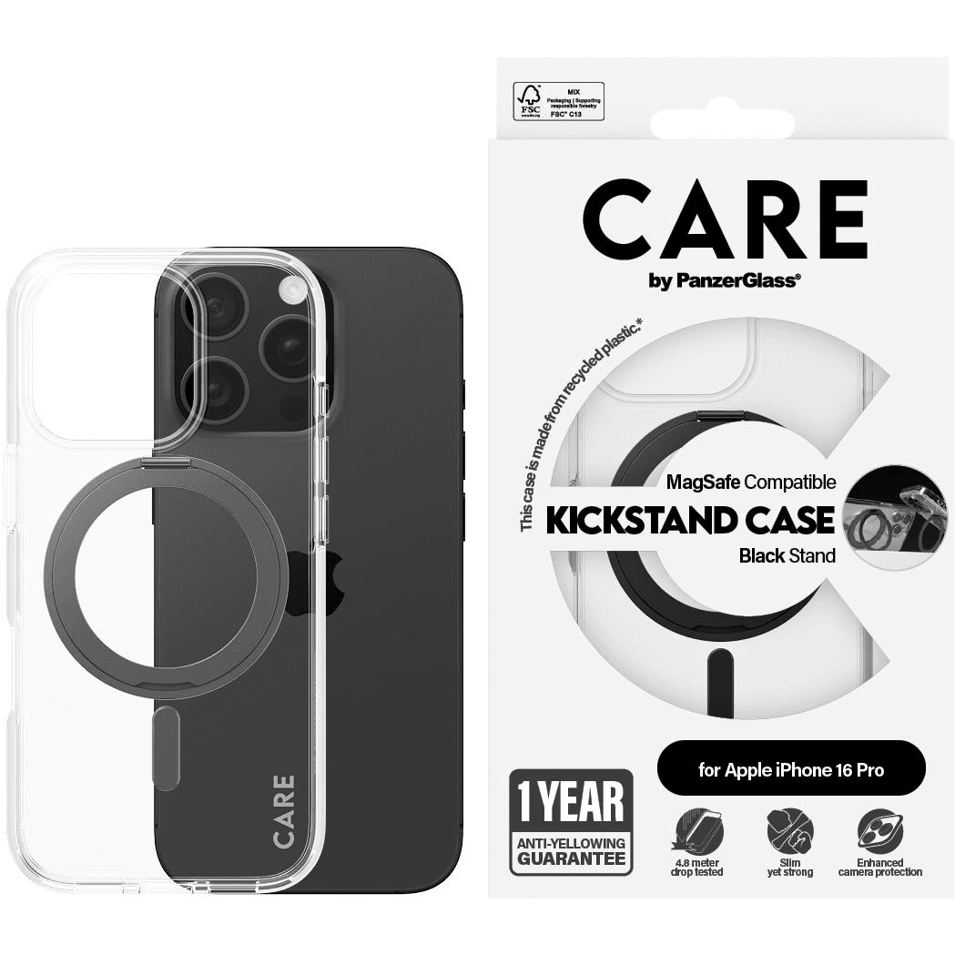 PanzerGlass CARE by PG BLK Kick/MagS iPhone16P 6.3 puzdro na mobilný telefón Ochranný obal Priehľadná