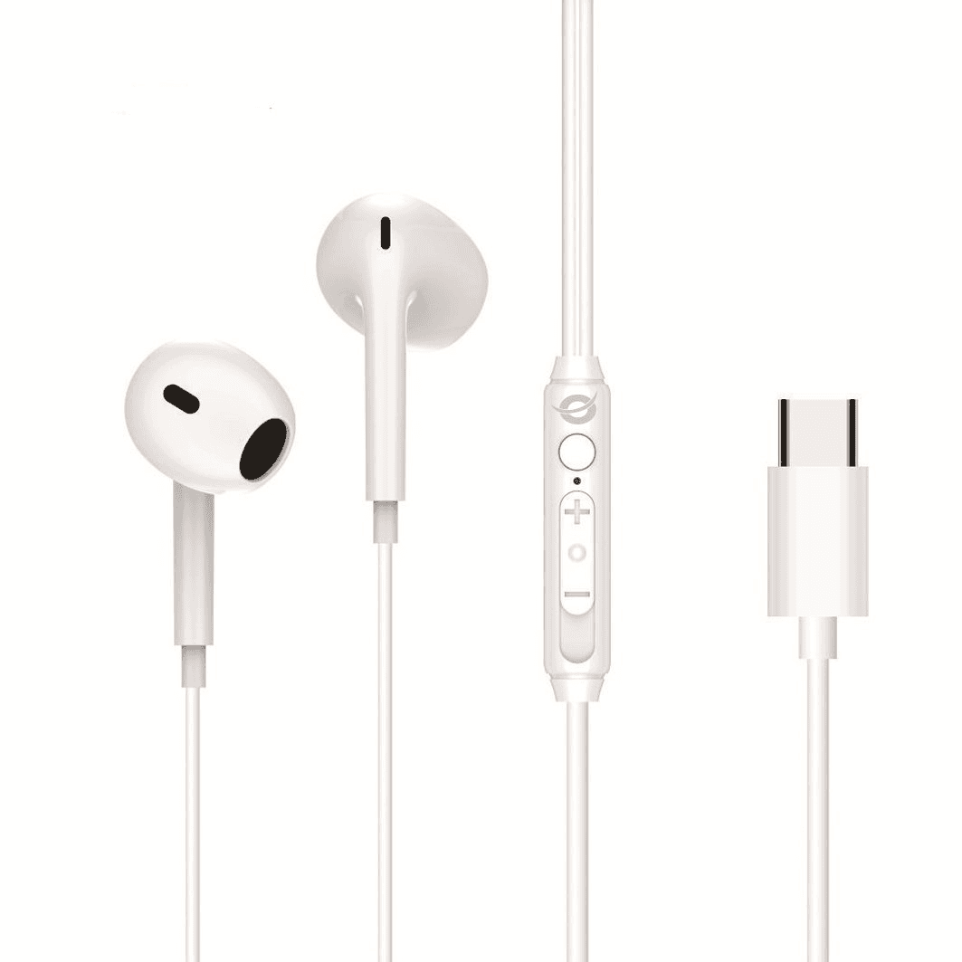 Conceptronic BRENDAN02W slúchadlo / náhlavná súprava Slúchadlá s mikrofónom Kábel Do ucha Hovor / hudba USB Typ-C Biela