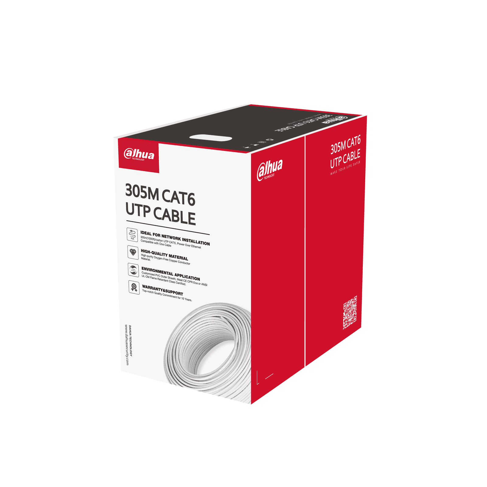 Dahua Technology PFM920I-6UN-C-V2 sieťový kábel Biela 305 m Cat6 U/UTP (UTP)