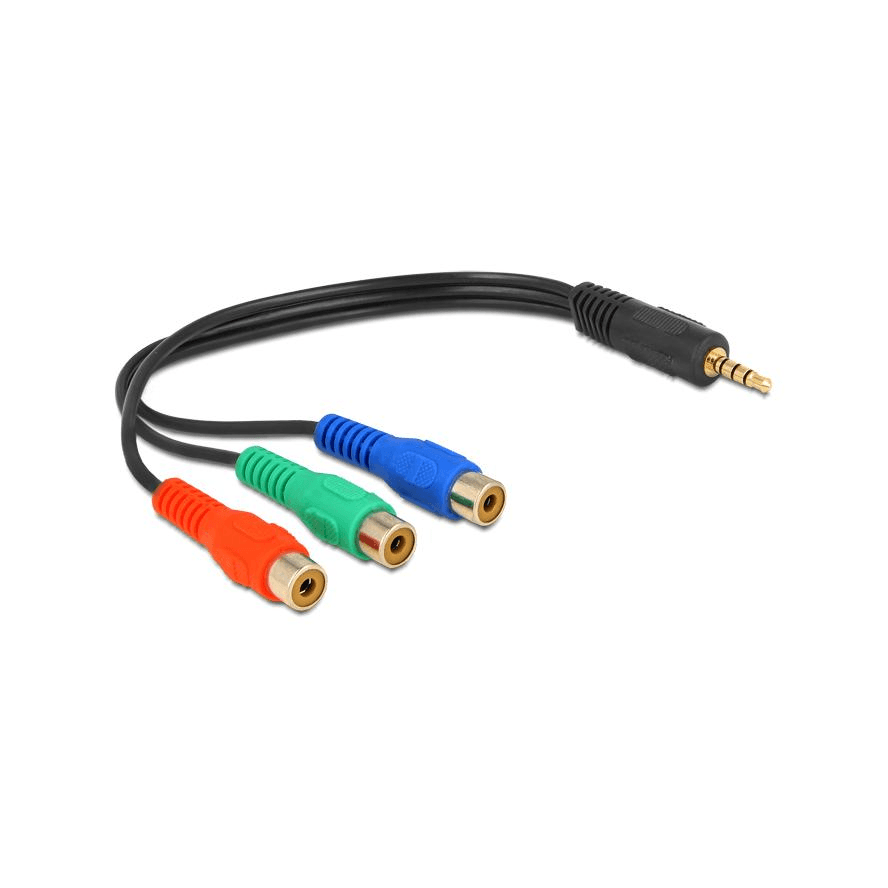 Kábel Delock 4PIN minijack (3,5 mm) - 3x RCA (cinch) 0,25 m