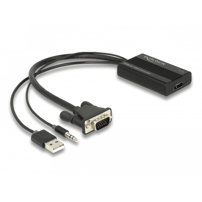 Adaptér HDMI-VGA s audio konektorom 25 cm Delock 64172