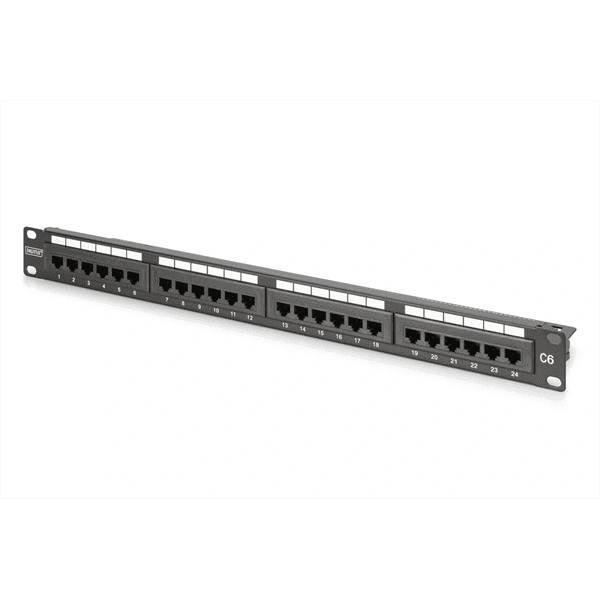 Krížový panel 19 24x RJ45LSA, vertikálny, netienený, 1U, čiern kábel, opi