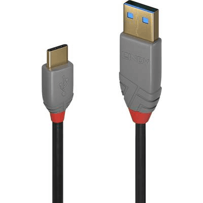 Lindy 36886 USB kábel 1 m USB 2.0 USB A USB C Čierna, Šedá