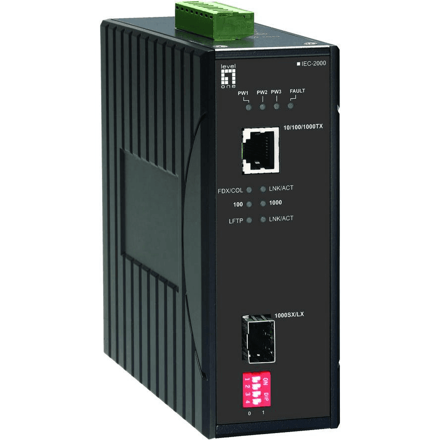 LevelOne IEC-2000 konvertor sieťovej kabeláže 1000 Mbit/s Čierna