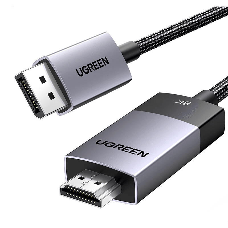 UGREEN Kábel DisplayPort (samec) na HDMI (samec) s opletením, 8K 60Hz, 1m