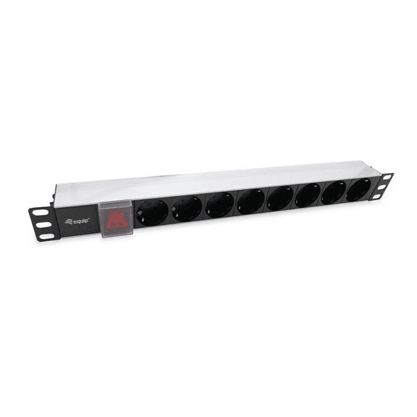 Equip 333293 napäťová distribučná jednotka (PDU) 8 AC zásuvky/AC zásuviek 1U Čierna, Strieborná