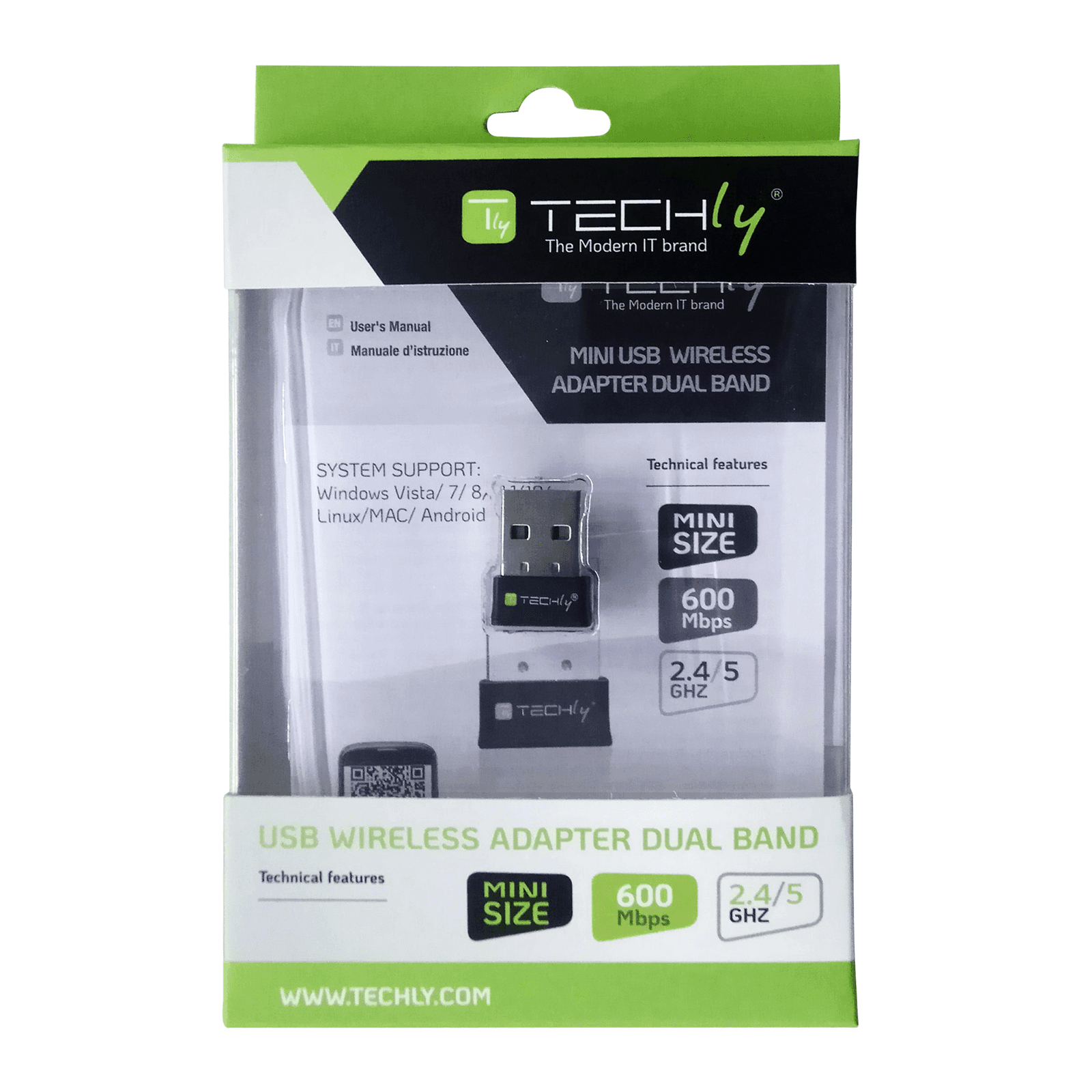 Techly I-WL-USB-600TY sieťová karta WLAN 583 Mbit/s