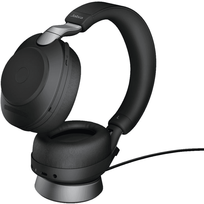 Jabra Evolve2 85, UC Stereo Slúchadlá s mikrofónom Káblový a bezdrôtový Pres hlavu Kancelária / call centrum USB Typ-A Bluetooth Čierna