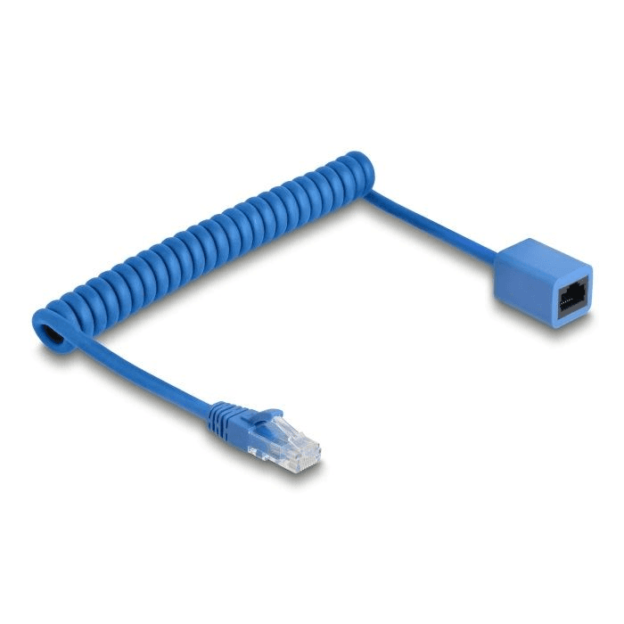 Špirálový kábel RJ45 samec na samicu Cat.6 UTP 0,8 m až 1,8 m Delock 90366