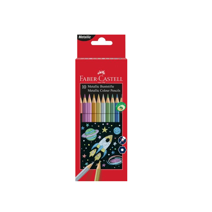 Faber-Castell Farbičky metalické šesťhranné 10 farieb