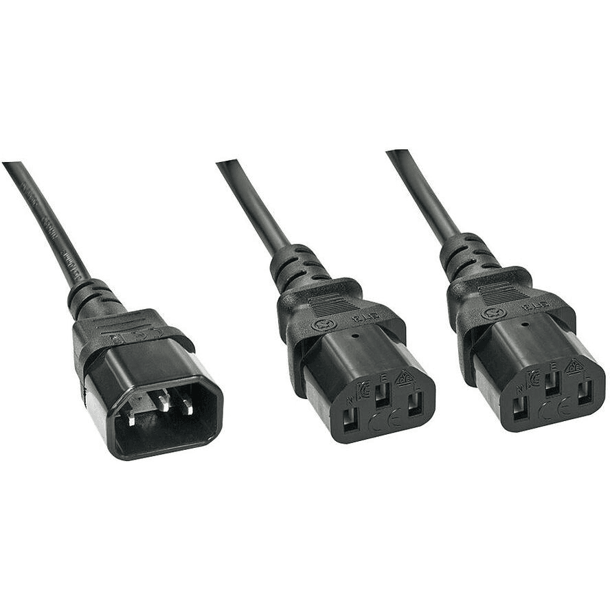 Lindy 30363 napájací kábel Čierna 1 m C14 zviazané 2 x C13 zviazané