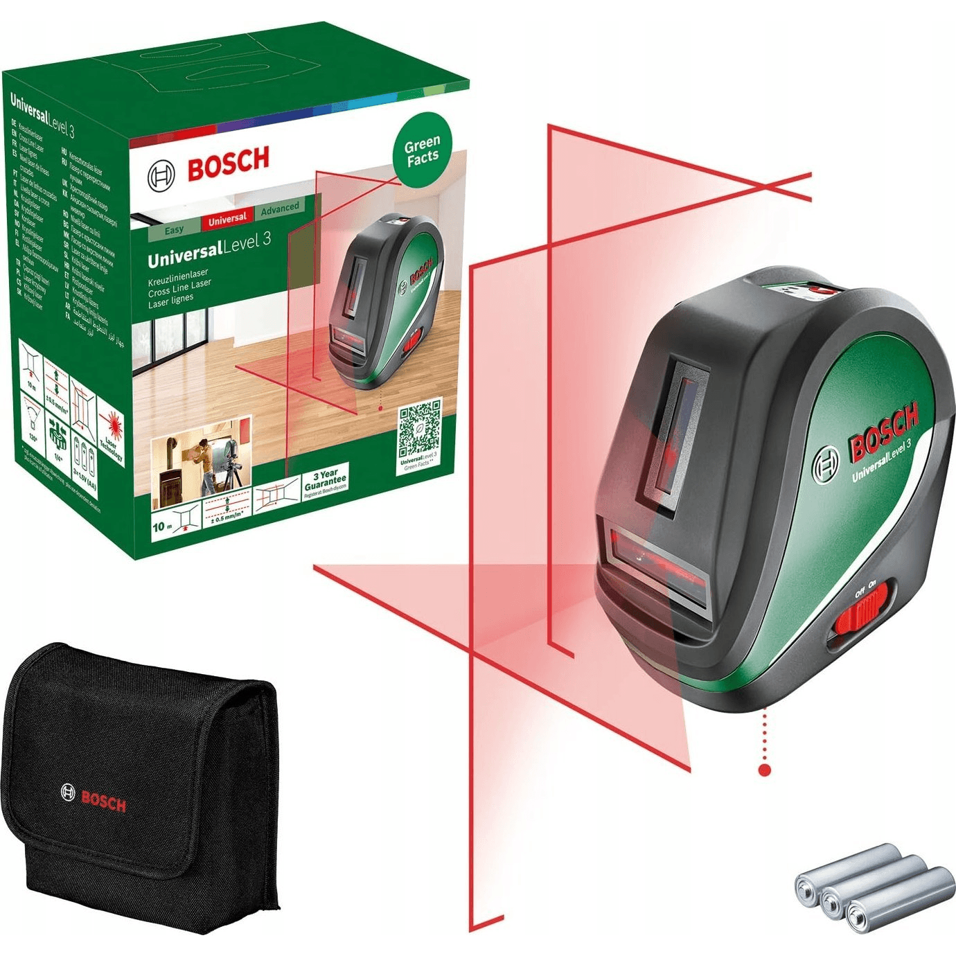 Bosch Universal Level 3 Radový 10 m 630 - 650 nm (< 10 mW)