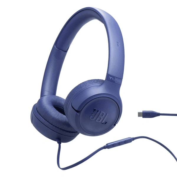 JBL Tune 530C USB C Slúchadlá s mikrofónom Kábel Pres hlavu USB Typ-C Modrá