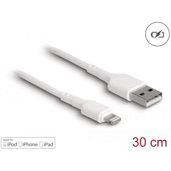 Kábel Delock USB typ C – Apple Lightning 0,3 m čierny