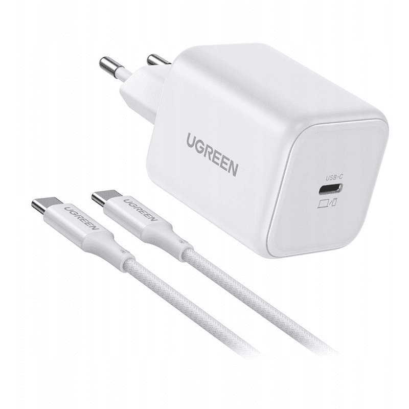 Ugreen X524 Rýchla Sieťová Nabíjačka + 1m USB-C Kábel PPS QC 4.0 45W Biela
