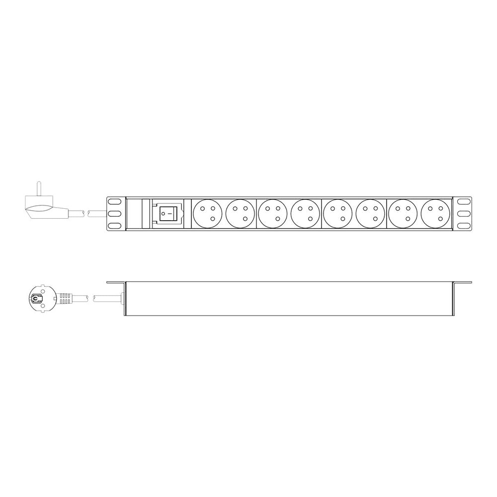 Napájacia lišta Digitus DN-95402-1-FR 8 zásuviek, 2 m, čierna