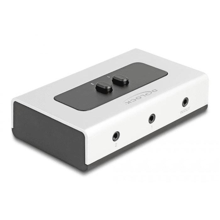 Prepínač 2 na 1 Stereo Jack 3,5 mm 4-pinový obojsmerný Delock 88061