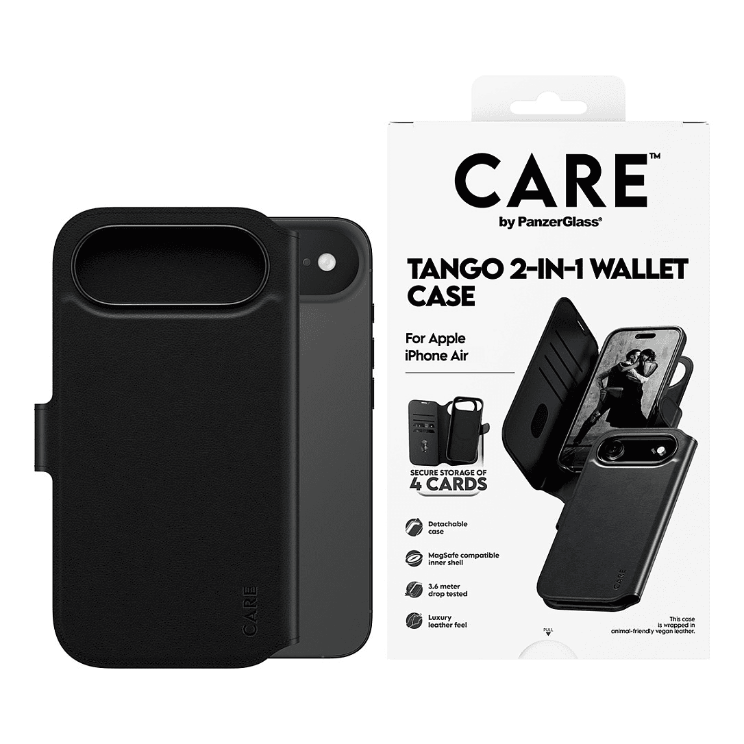 PanzerGlass CARE by ® Feature Case Tango Two-in-One Wallet w. MagSafe iPhone 17 Air puzdro na mobilný telefón Ochranný obal Čierna