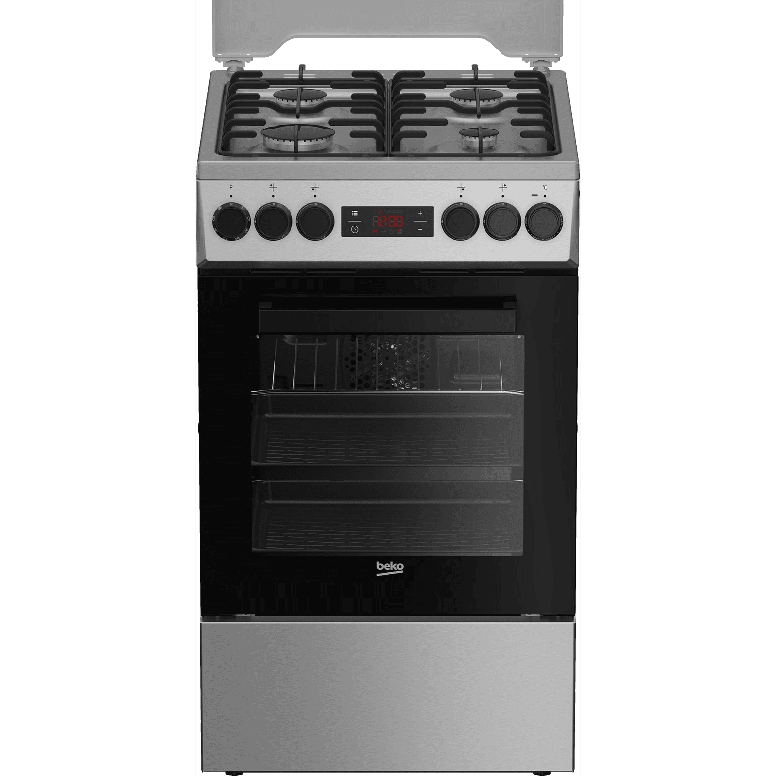 Kombinovaný sporák (plyn/elektrina) Beko FSMT52320DXON, 55L, Gril, 3D