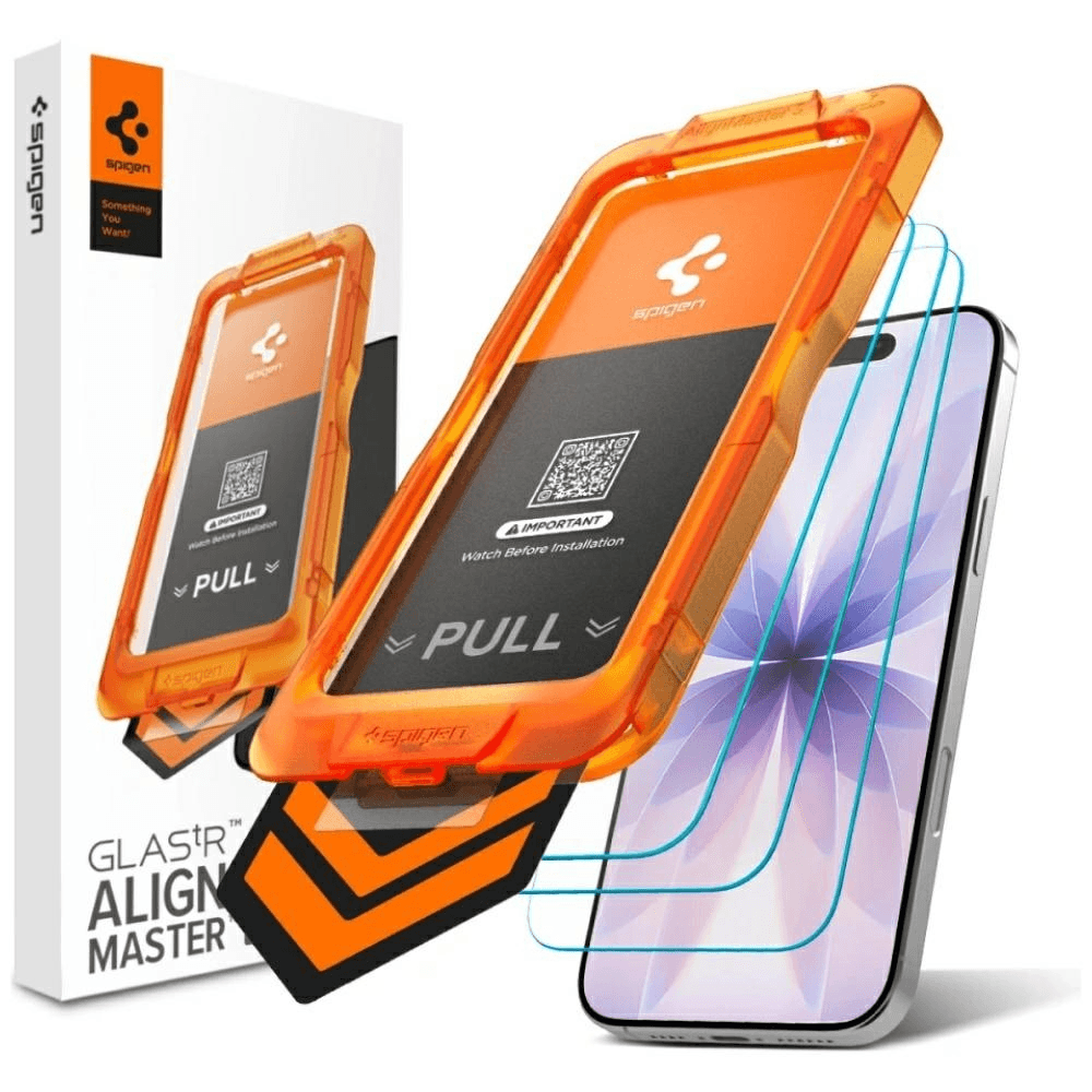 Sklo 9H pre iPhone 17 Pro, Spigen Glas.tR AlignMaster S + aplikátor, 3 ks