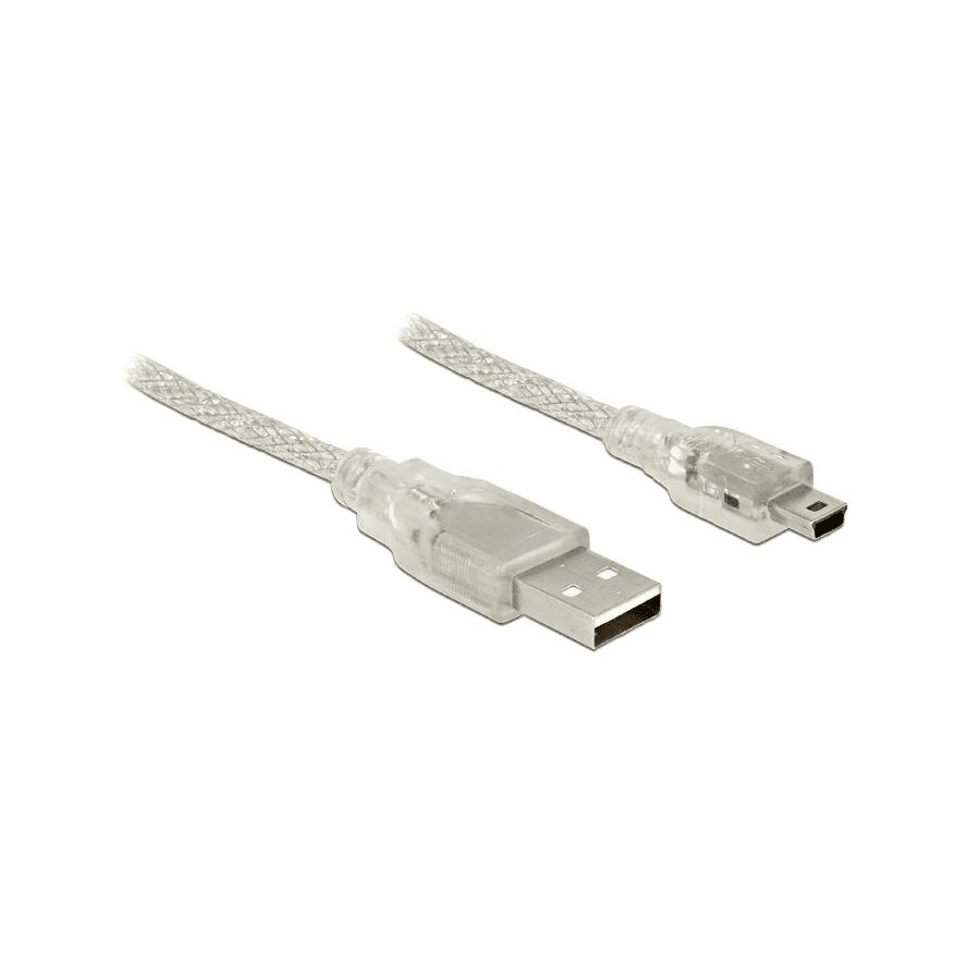USB 2.0 kábel typ A samec > Mini-B samec 3 m priehľadný Delock 83908