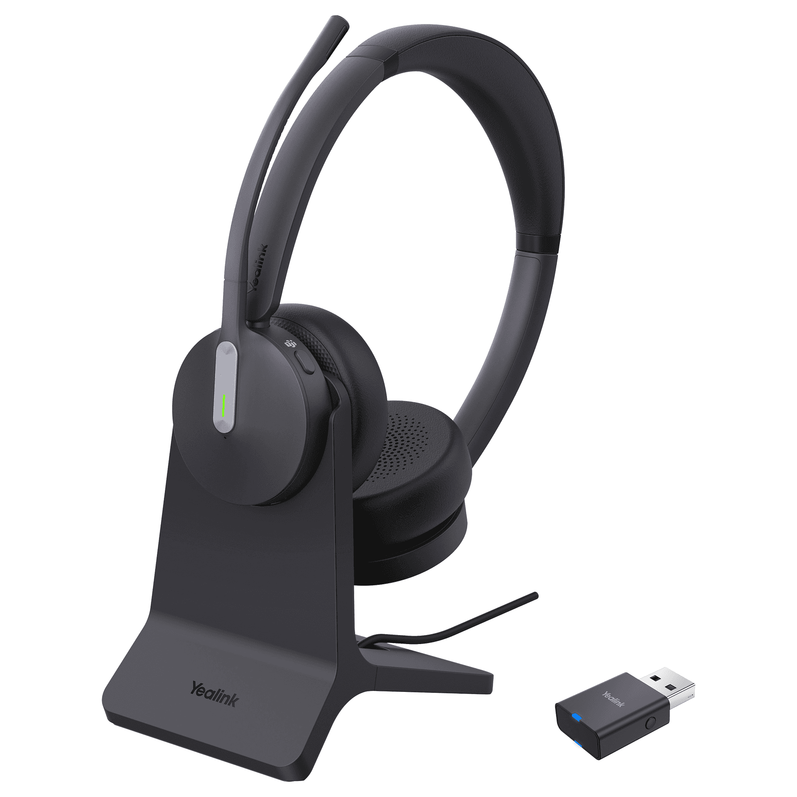 Yealink WH64 Hybird Dual with Charging Stand Teams Slúchadlá s mikrofónom Bezdrôtový Pres hlavu Kancelária / call centrum USB Typ-C Bluetooth Nabíjací podstavec Čierna