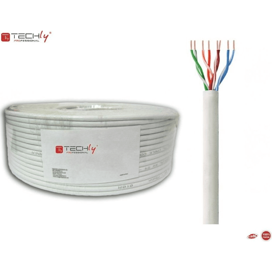 Techly ITP-C6U-FL-100 sieťový kábel Šedá 100 m Cat6 U/UTP (UTP)