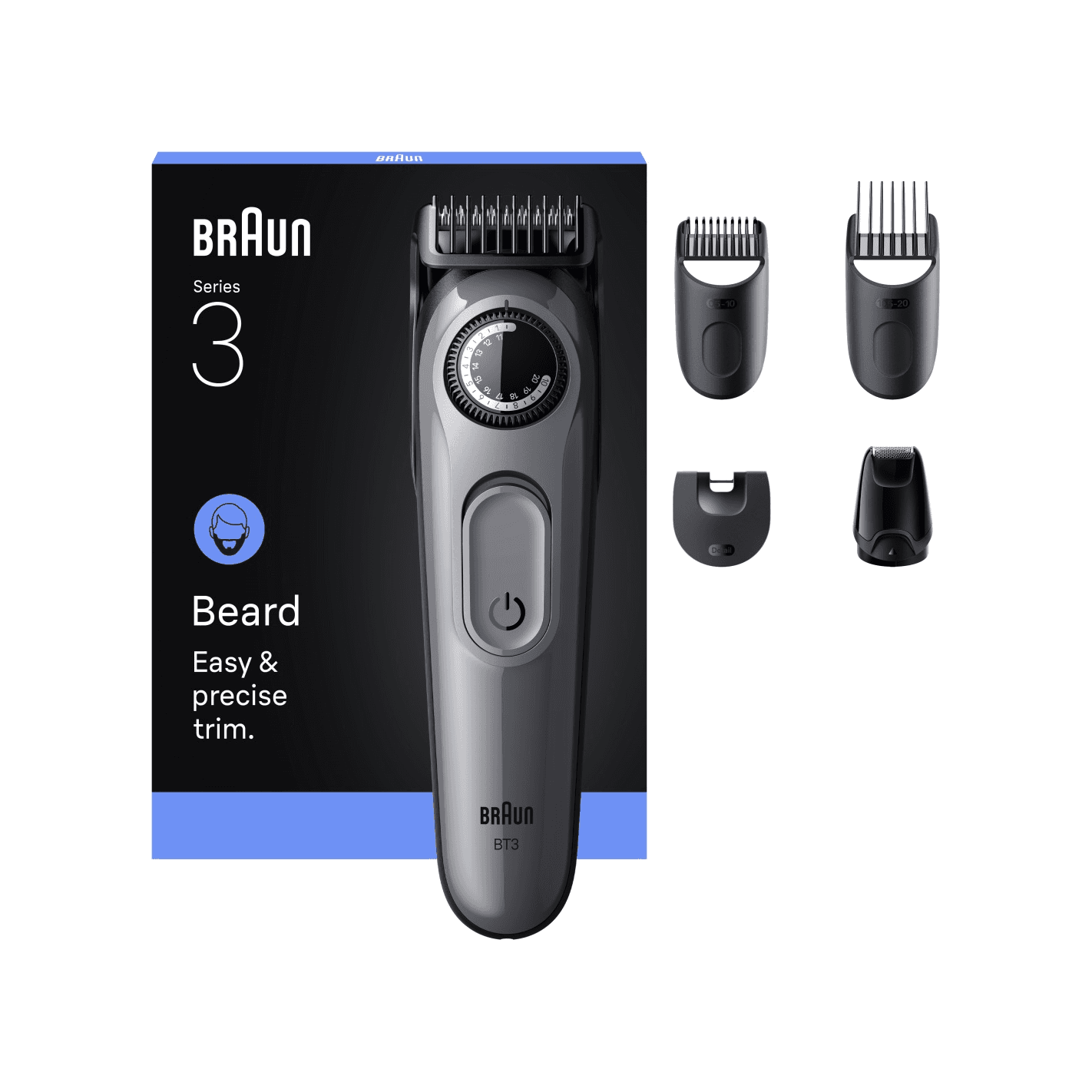 Braun BeardTrimmer 3 80789789 zastrihávač fúzov Striedavé napájanie / batéria 20 2 cm Čierna