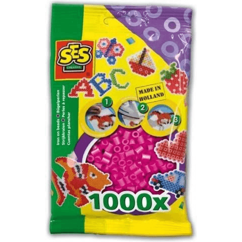 SES Creative Beedz Children's packet of 1000 Neon Pink Iron-on Beads Kreatívne korále