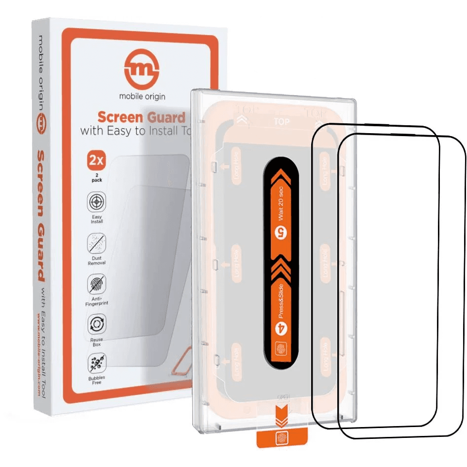 Mobile Origin Orange Screen Guard iPhone 15 s jednoduchým aplikátorom, 2 ks