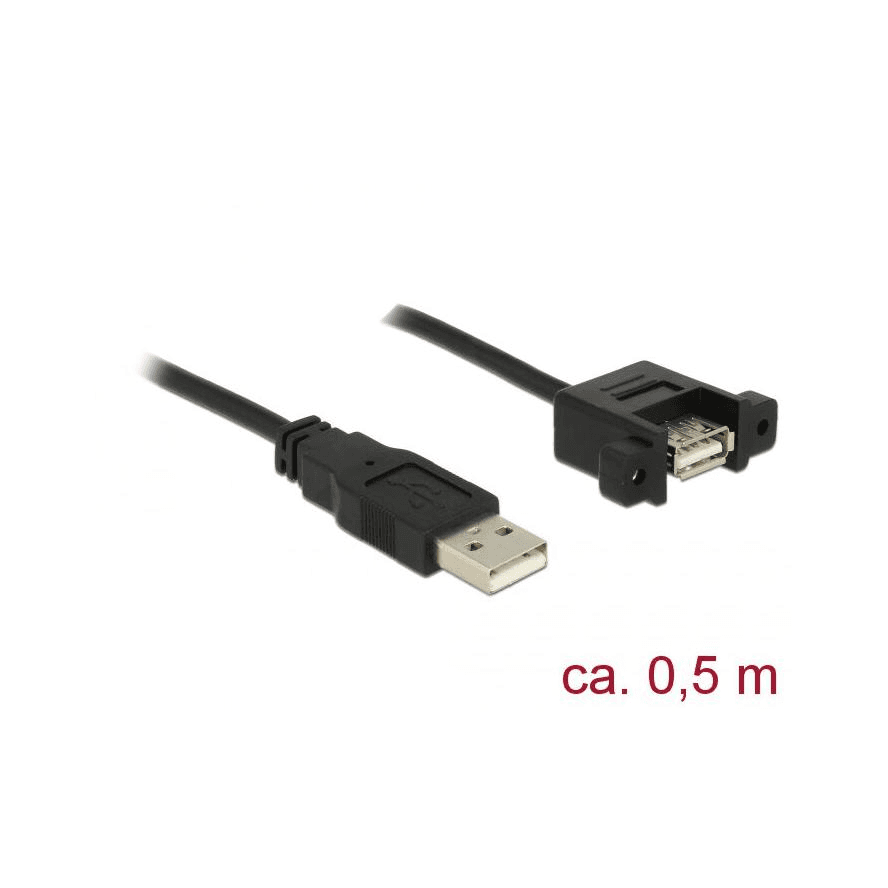 USB 2.0 kábel typ A zástrčka (samec) - USB 2.0 typ A zásuvka (samica)
