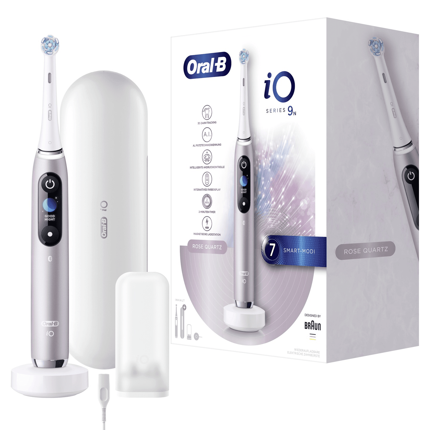 Oral-B iO 9 Elektrický Zubní Kartáček, Rose Quartz, Design by Braun