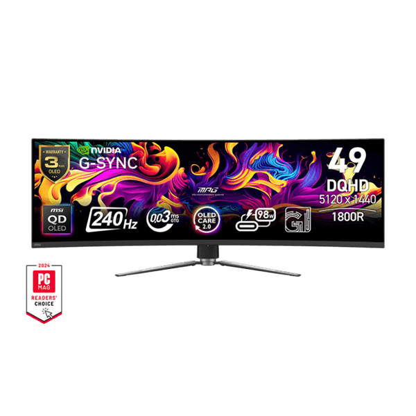 MSI MPG 491CQPX QD-OLED LCD monitor 124,5 cm (49") 5120 x 1440 px Dual QHD Čierna