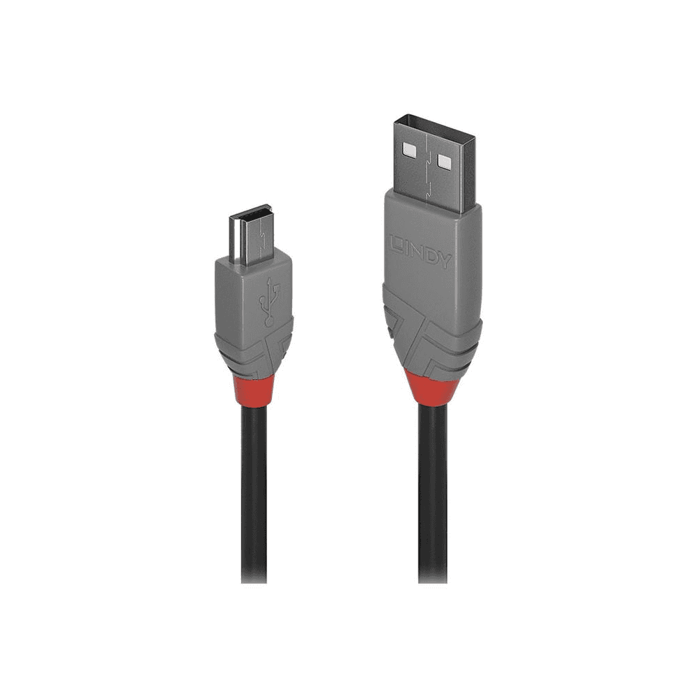 Lindy 36721 USB kábel 0,5 m USB 2.0 USB A Mini-USB B Čierna, Šedá