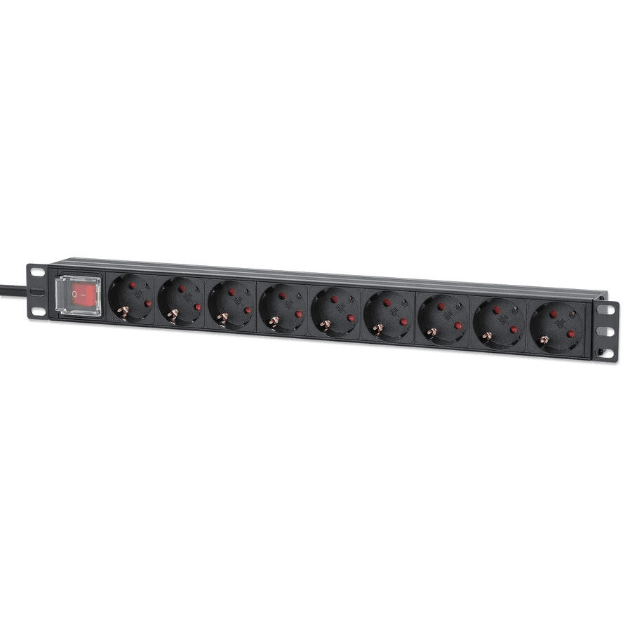 Intellinet 715133 napäťová distribučná jednotka (PDU) 9 AC zásuvky/AC zásuviek 1U Čierna