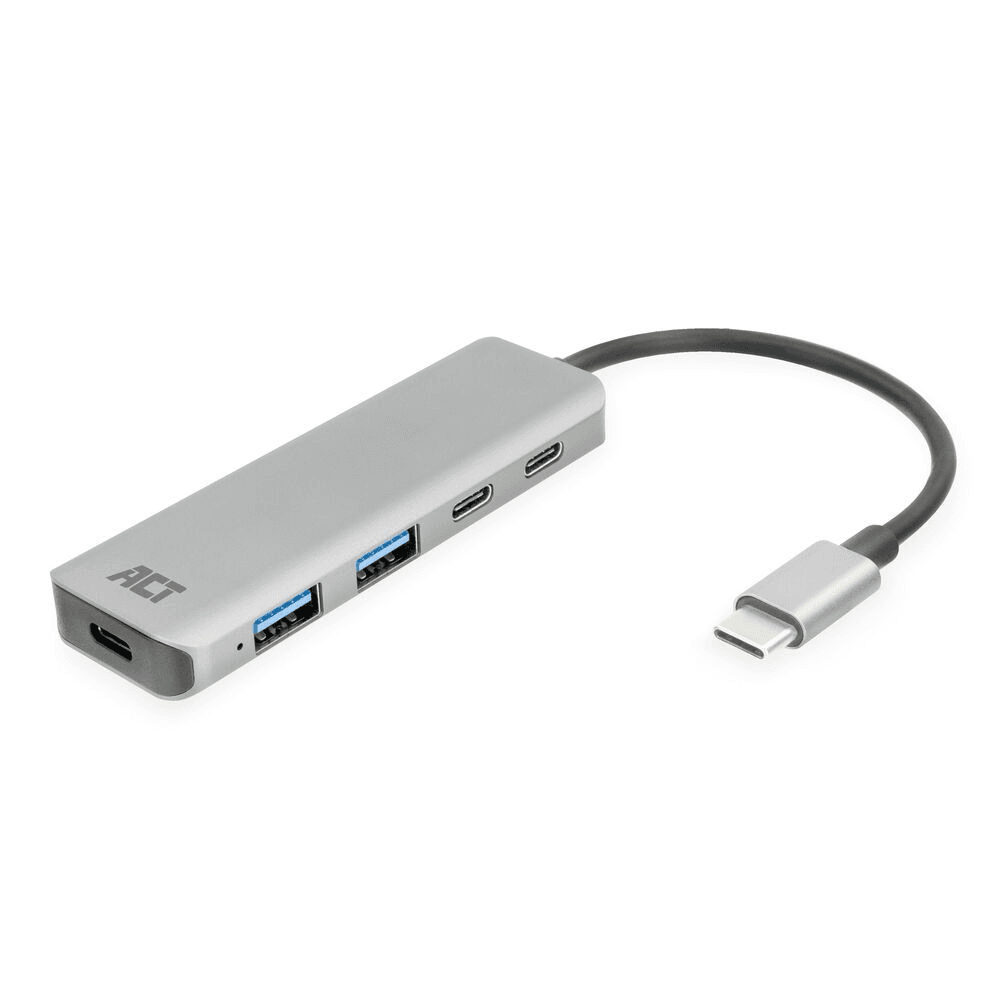 ACT AC7072 hub USB 3.2 Gen 1 (3.1 Gen 1) Type-C 5000 Mbit/s Čierna, Šedá