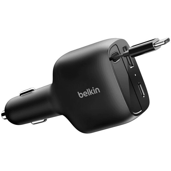 Nabíjačka do auta USB-C 30W + USB-A + zasúvací kábel USB-C 60W, Belkin