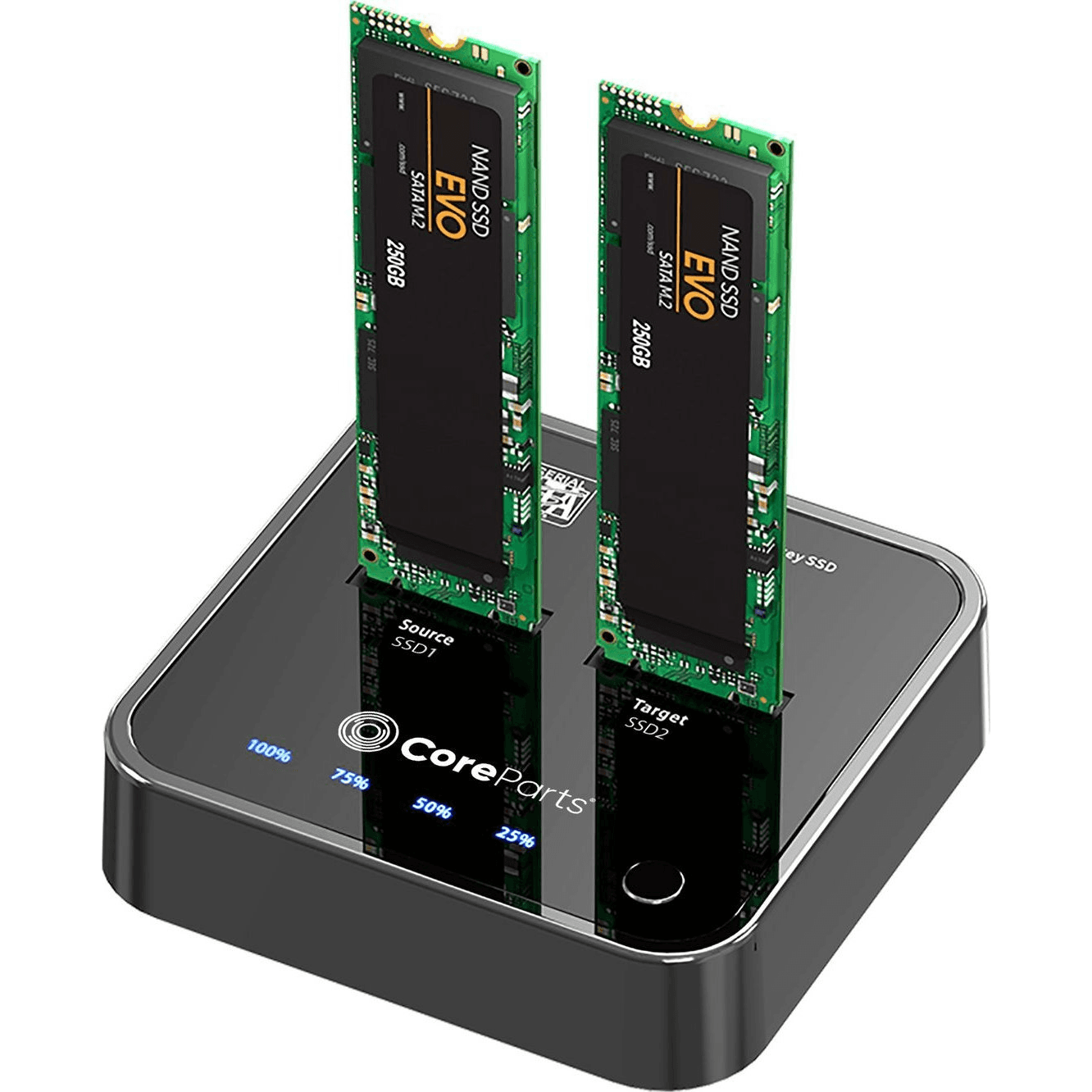 CoreParts MS-CLONER-SATA dokovacia stanica pre úložné jednotky Čierna