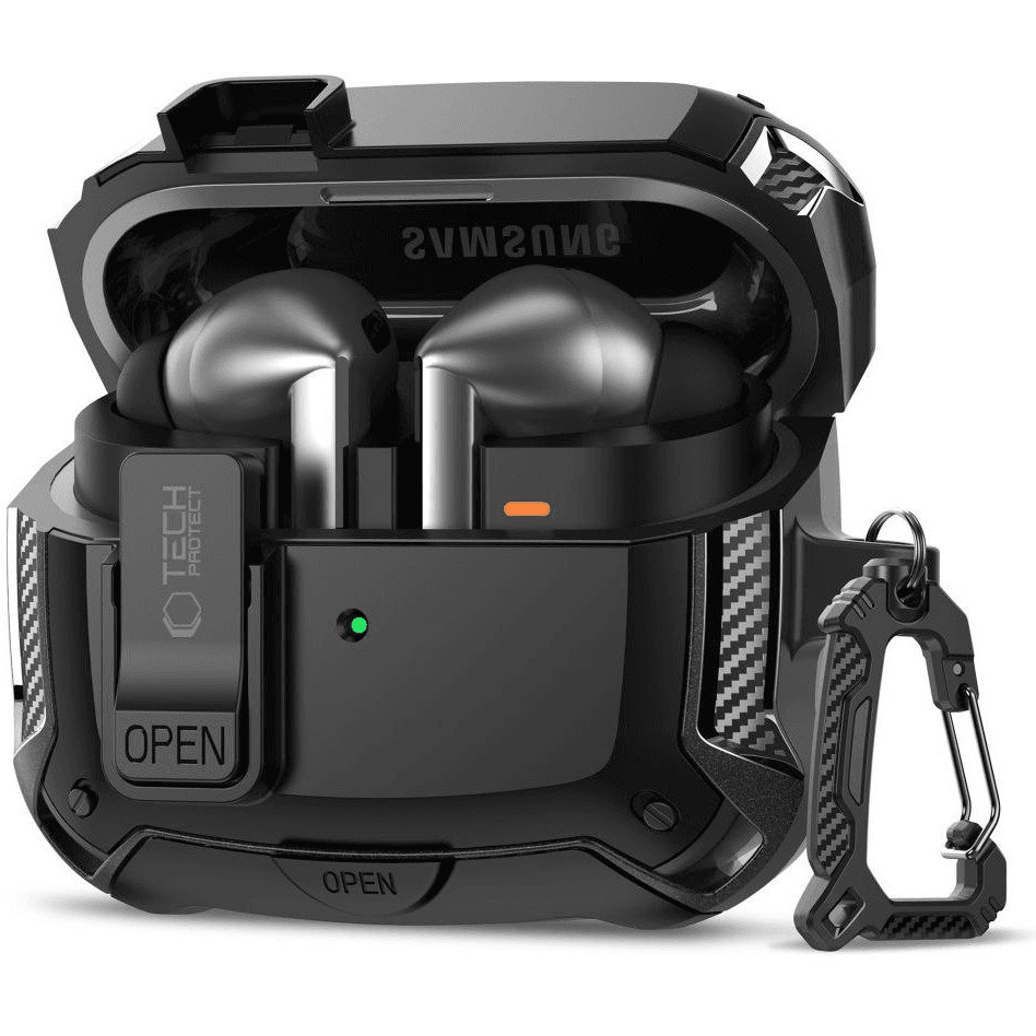 Puzdro pre Samsung Buds 3 / 3 FE / 3 Pro - Tech-Protect Carbonox čierne