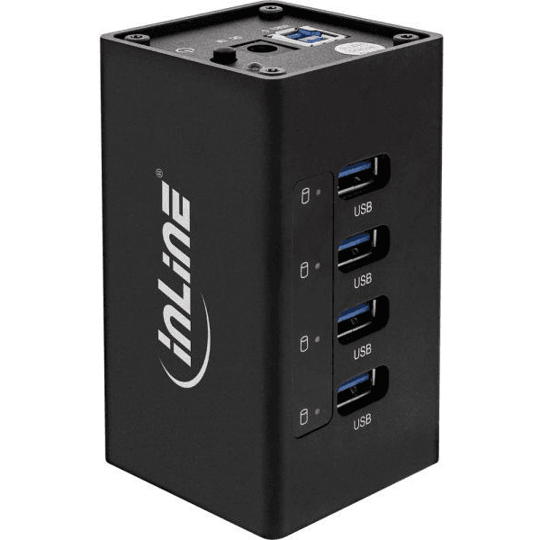 InLine 4043718214396 hub USB 3.2 Gen 1 (3.1 Gen 1) Type-A 5000 Mbit/s Čierna