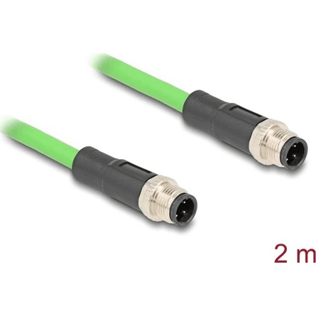 Adaptérový kábel M12 D-coded 4-pin samec-samec PUR TPU 2m Delock 80417