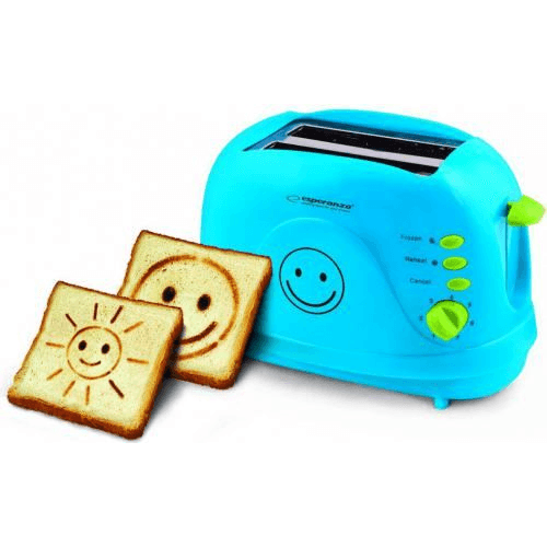 HRIANKOVAČ SMILEY MODRÝ 750W VYSOKÝ VÝKON 2 TOASTY PRE DETI CHRUMKAVÉ