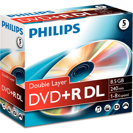Philips DR8S8J05C/00 prázdne DVD 8,5 GB DVD+R DL