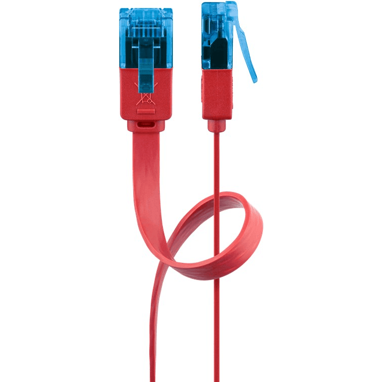 Plochý krížový kábel patchcord CAT 6A U/UTP červený 5m Goobay HQ