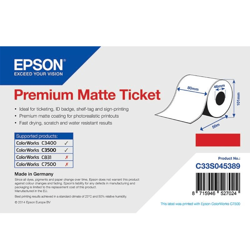 Epson Premium, 80mm x 50m, 107 g/m²